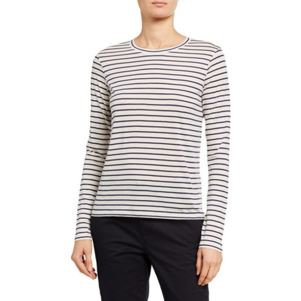 VINCE striped long sleeve knit shirt top med